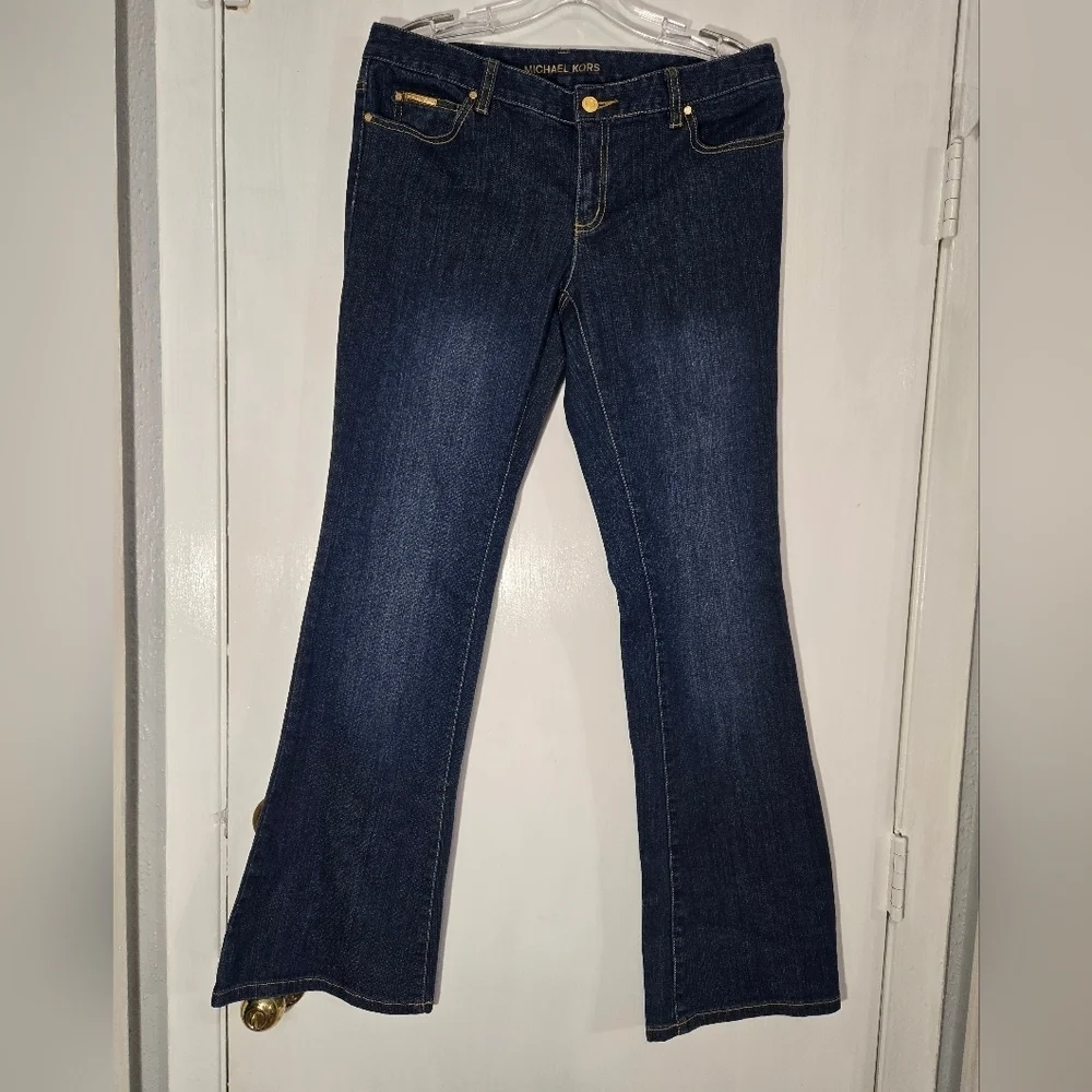 Michael Kors Women’s Size 6 Denim Blue Flare Jeans Cotton Blend Dark Wash
